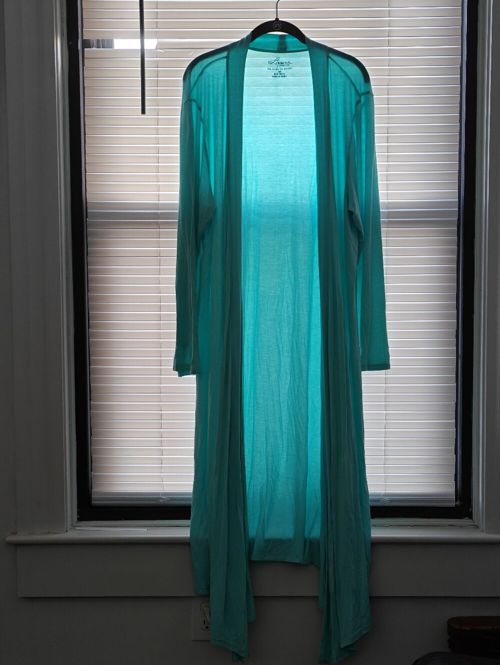 Lissome Turquoise Open Front Duster Cardigan Loungewear M